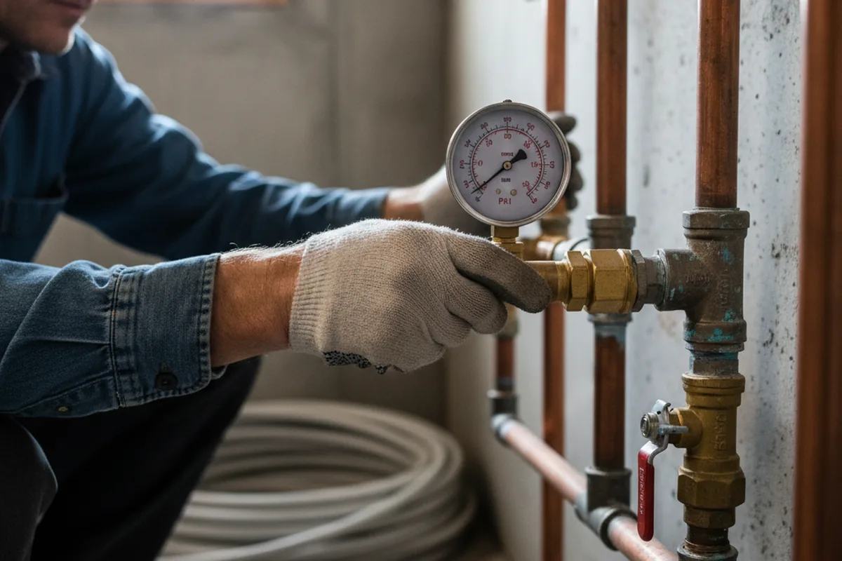 Pressure testing a repaired line during Water Line Repair in Hallie